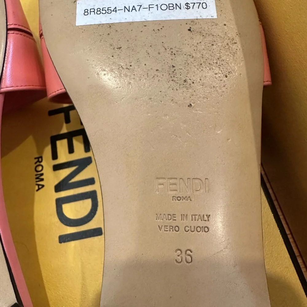 Fendi Coral and Gold Slide Sandals - Picture 7 of 7